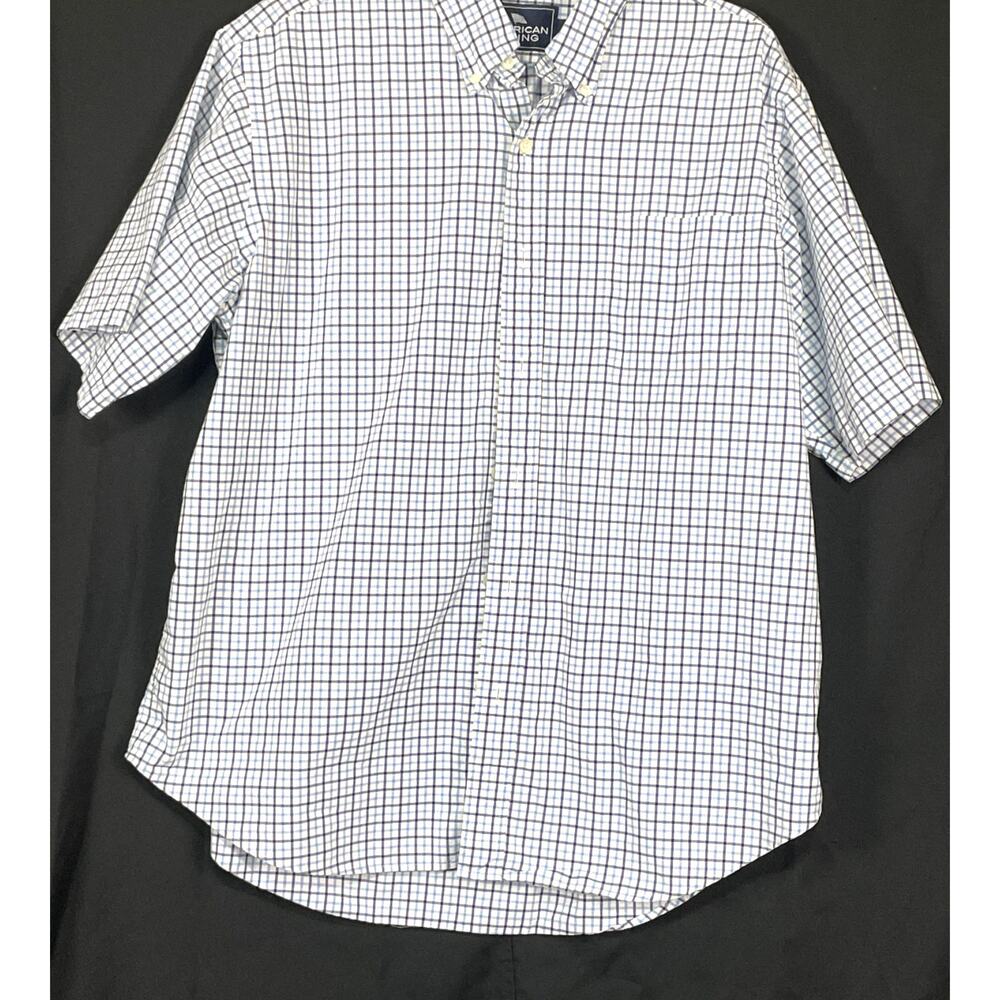 American Living Men's front button short sleeve button down collar shirt XL size